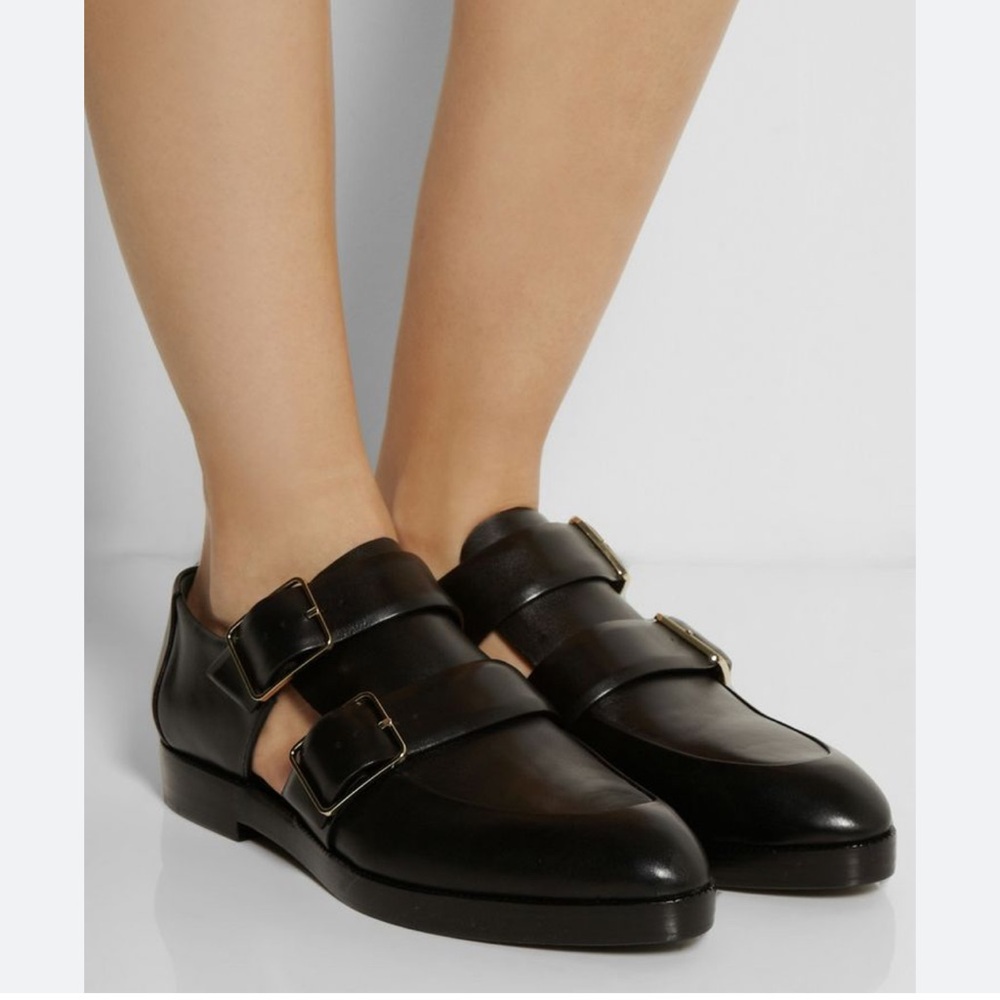 ALEXANDER WANG Double monk-strap cutout loafers 38